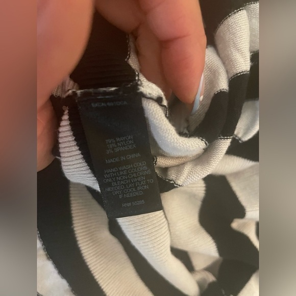 Express black and white striped peplum top size small - Picture 6 of 6